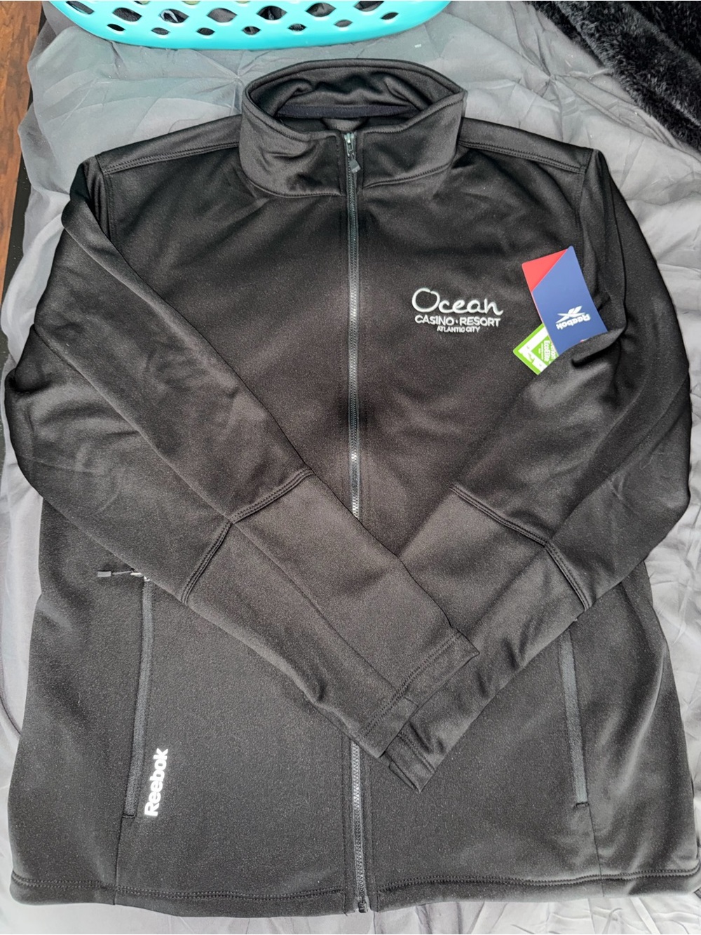 Reebok Black Full-Zip Performance Jacket with Ocean Casino Resort Logo
